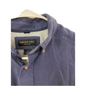 Men's Ariat Pro Series Long Sleeve Shirt Polka Dots Blue Size Medium